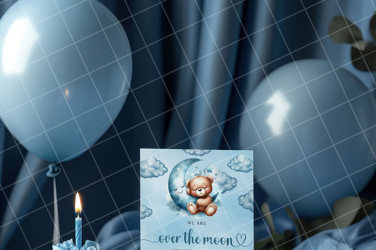 Boy birthday invitation card mockup, an Advertising Mockup by Blush Roses Print (Photo 4 of 7)