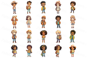 Cartoon Kids PNG Icons Avatars Set