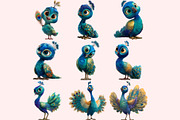 Peacock Clipart PNG Bundle, a Graphic by M9 Design (Thumbnail 4 of 9)