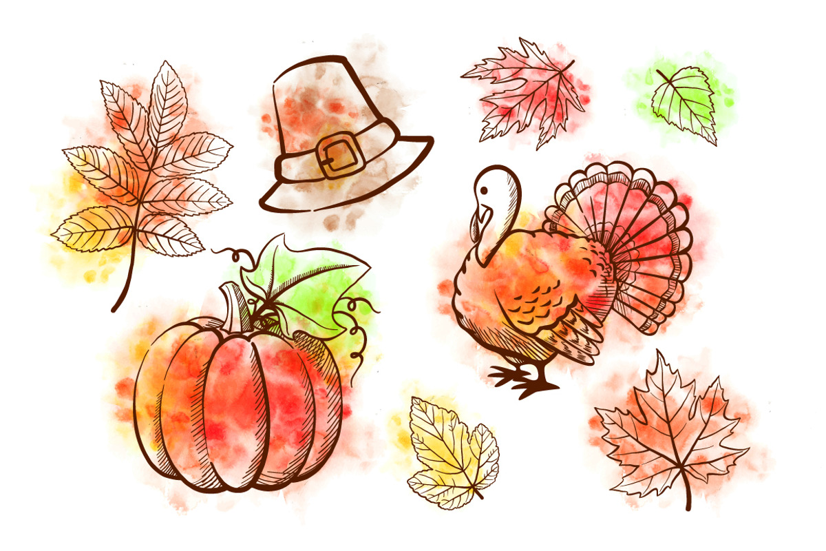 Happy Thanksgiving Set, a Food Illustration by MalniArt (Photo 2 of 5)