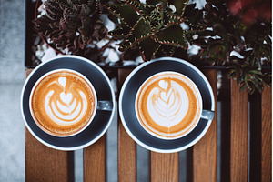 Two cups of cappuccino, a Food & Drink Photo by Anna Efetova
