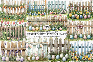 Easter Spring Fence Clipart PNG, an Illustration by Canvas Craft