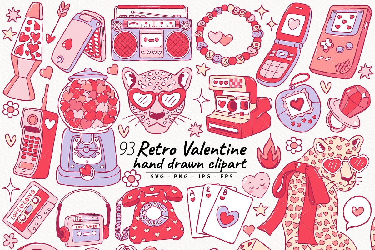 90s Valentine Clipart Bundle, a Seasonal Illustration by TitaLivingArt (Photo 1 of 10)