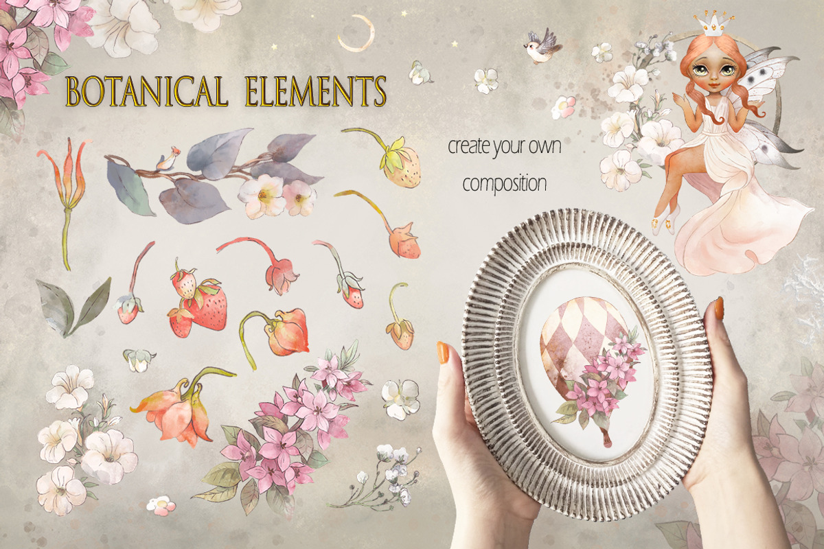 Flower circus.Watercolor vintage set, a Texture Illustration by TanyaSchuka (Photo 12 of 15)