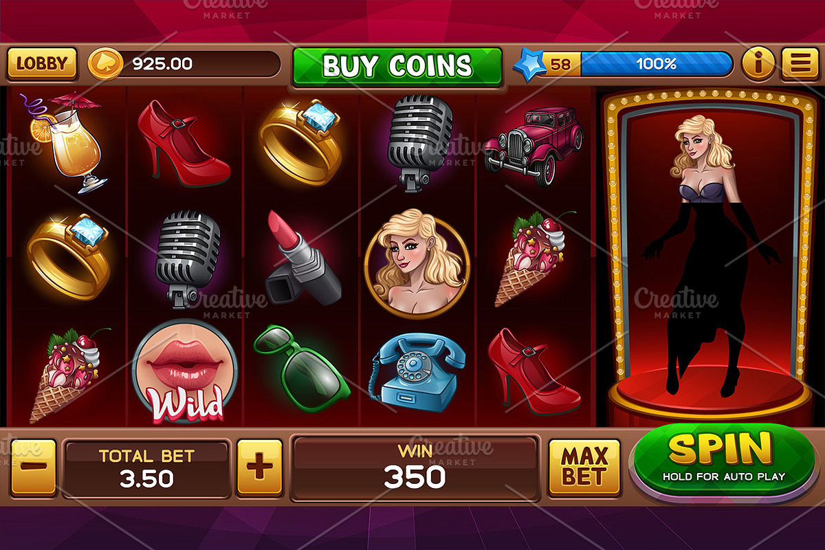 Pin-Up Girls Slots Game Kit, a Background Graphic by Saranai Store (Photo 4 of 10)