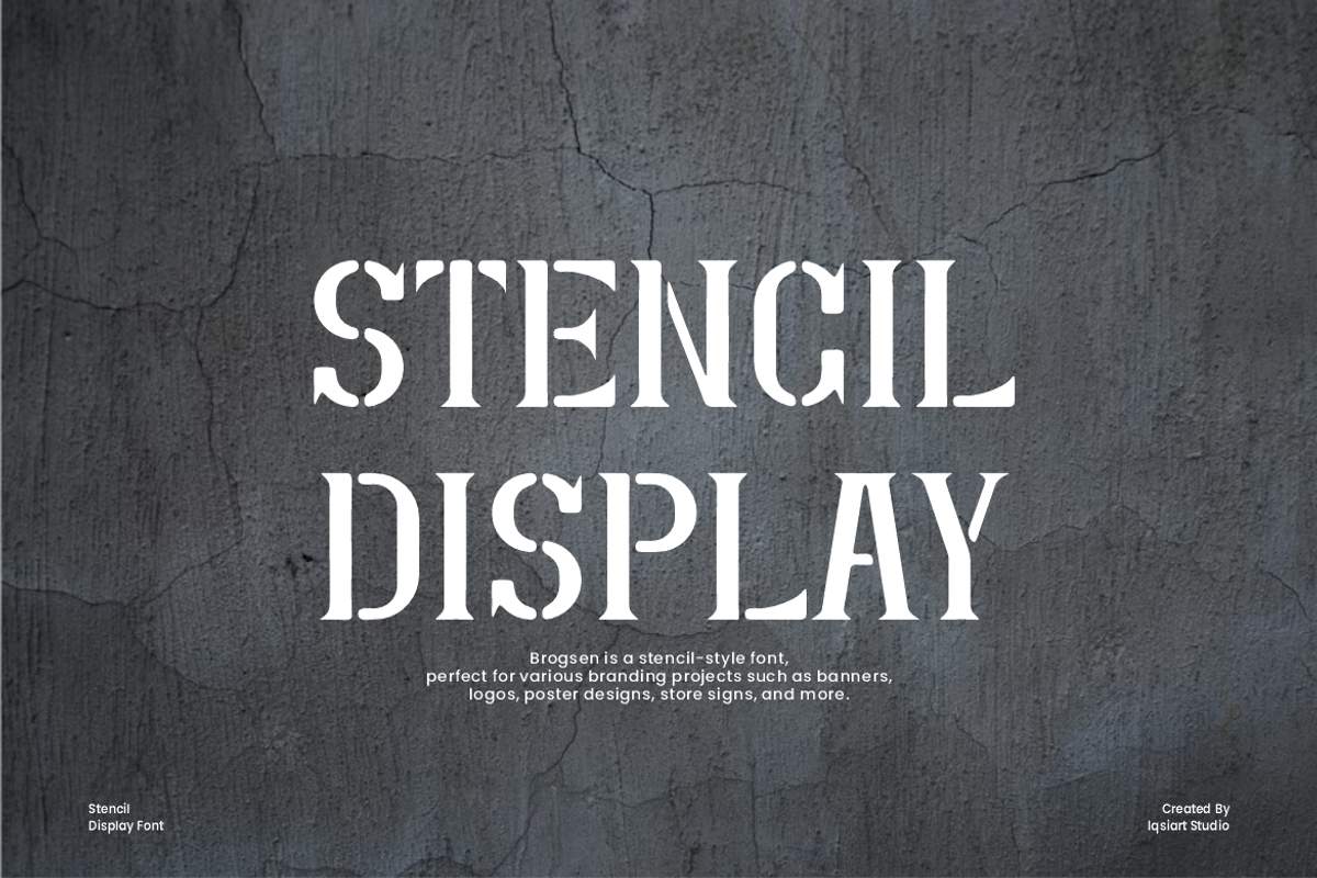 Brogsen - Military Stencil Font, a Serif Font by Iqsiart Studio (Photo 2 of 7)