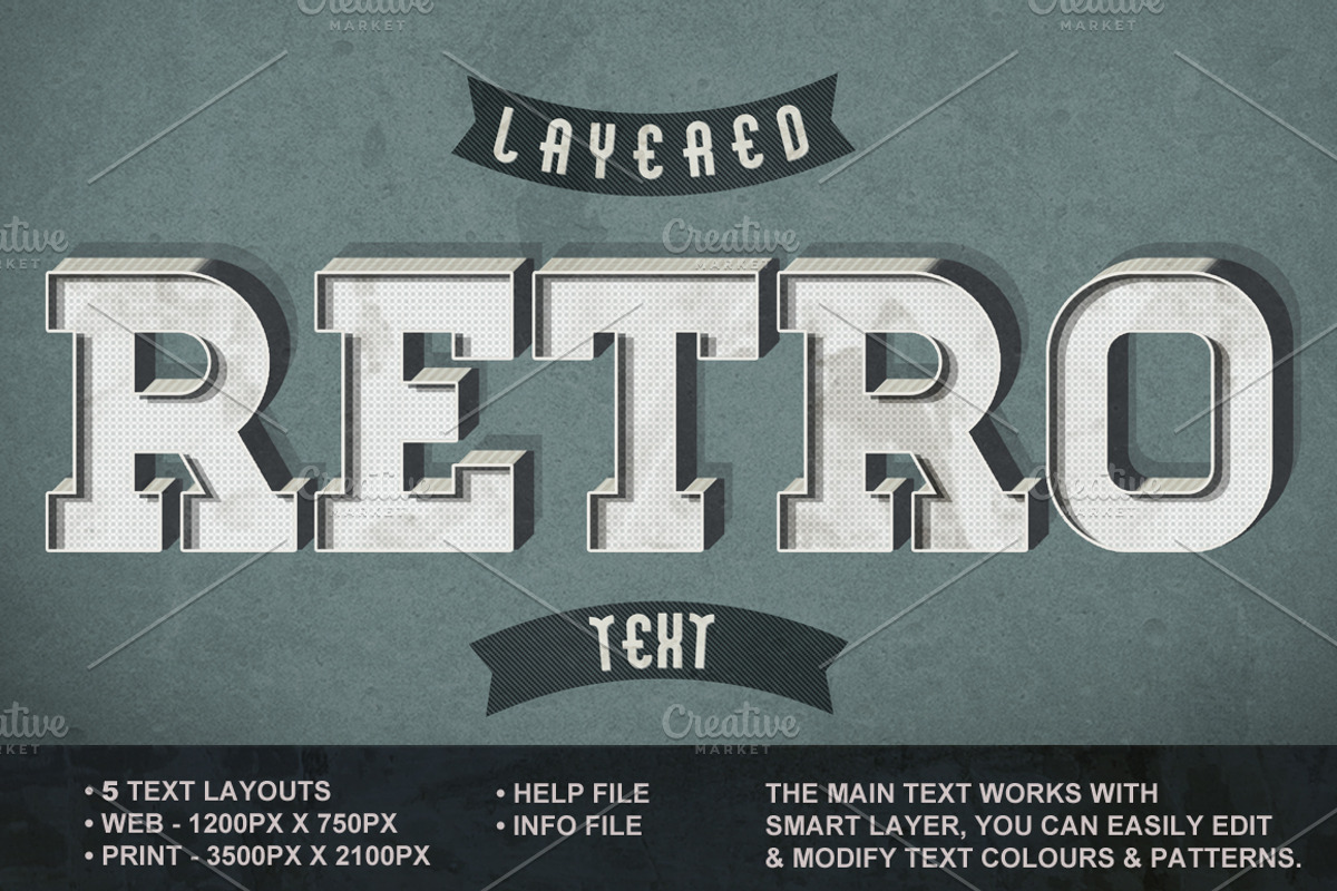 Retro Text Style V2, a Layer Style Add-On by mixmedia87 (Photo 2 of 5)