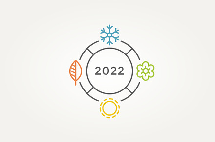 four season in circle line art icon, an Outline Icon by Blazybone