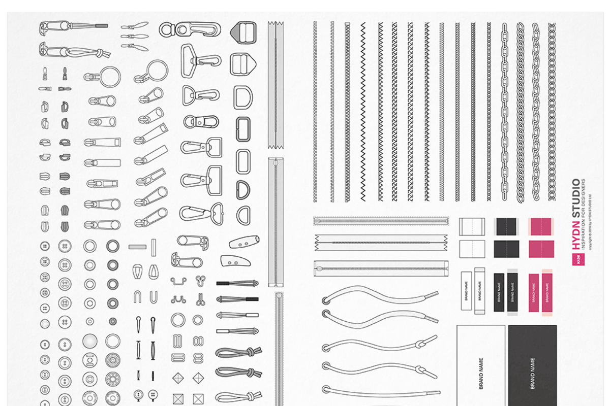 Vector Garment Accessories & Brushes, an Illustration by HYDNSTUDIO (Photo 1 of 9)