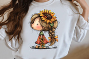Whimsical Sunflower Girl Clipart, a Seasonal Illustration by Designworld (Thumbnail 8 of 9)