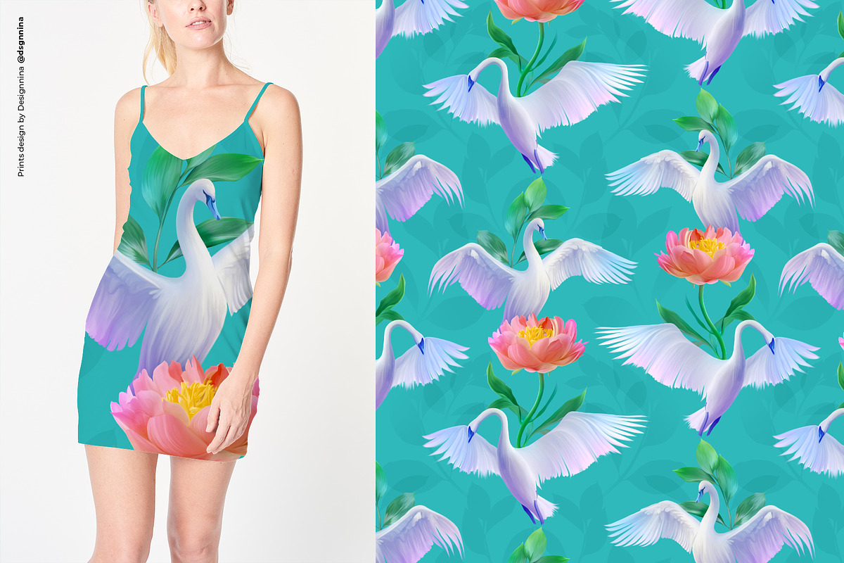 Swan Romance — Seamless Pattern, a Pattern Graphic by Designnina Shop (Photo 7 of 13)