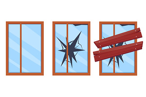 Cartoon whole and broken window, an Illustration by LadadikArt