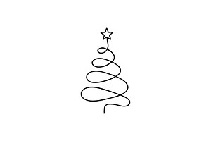 Simple Spiral Star Christmas Tree, a Branding & Logo Template by Vectorium Studio