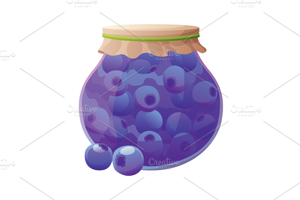 Jam jar with blueberry. Homemade, a Food Illustration by the8monkey