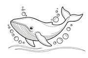 Whale Line Art Vector Bundle, an Illustration by yasushie (Thumbnail 2 of 51)