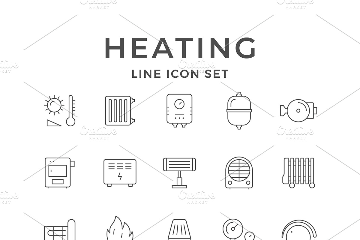 Set line icons of heating, an Outline Icon by motorama (Photo 1 of 2)