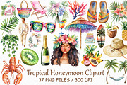 Watercolor Tropical Honeymoon Clipar, an Illustration by Design Market (Thumbnail 1 of 3)