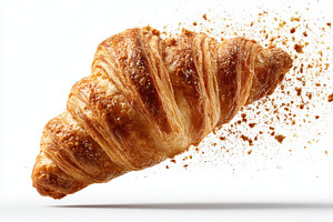 Delicious Golden Croissant in Motion, a Photo by Pixeness Studio