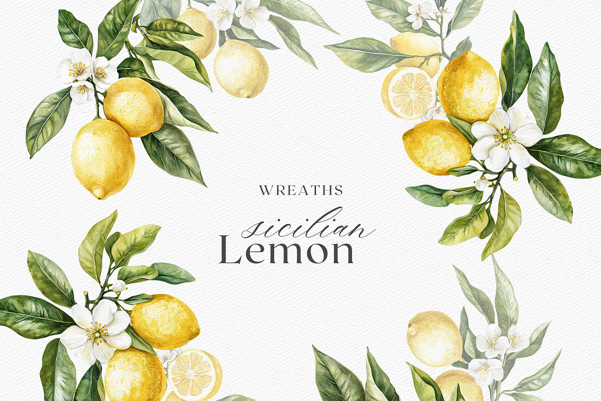 Sicilian Lemon - Watercolor clipart, a Decorative Illustration by ThaismotaCreativeCo (Photo 5 of 9)
