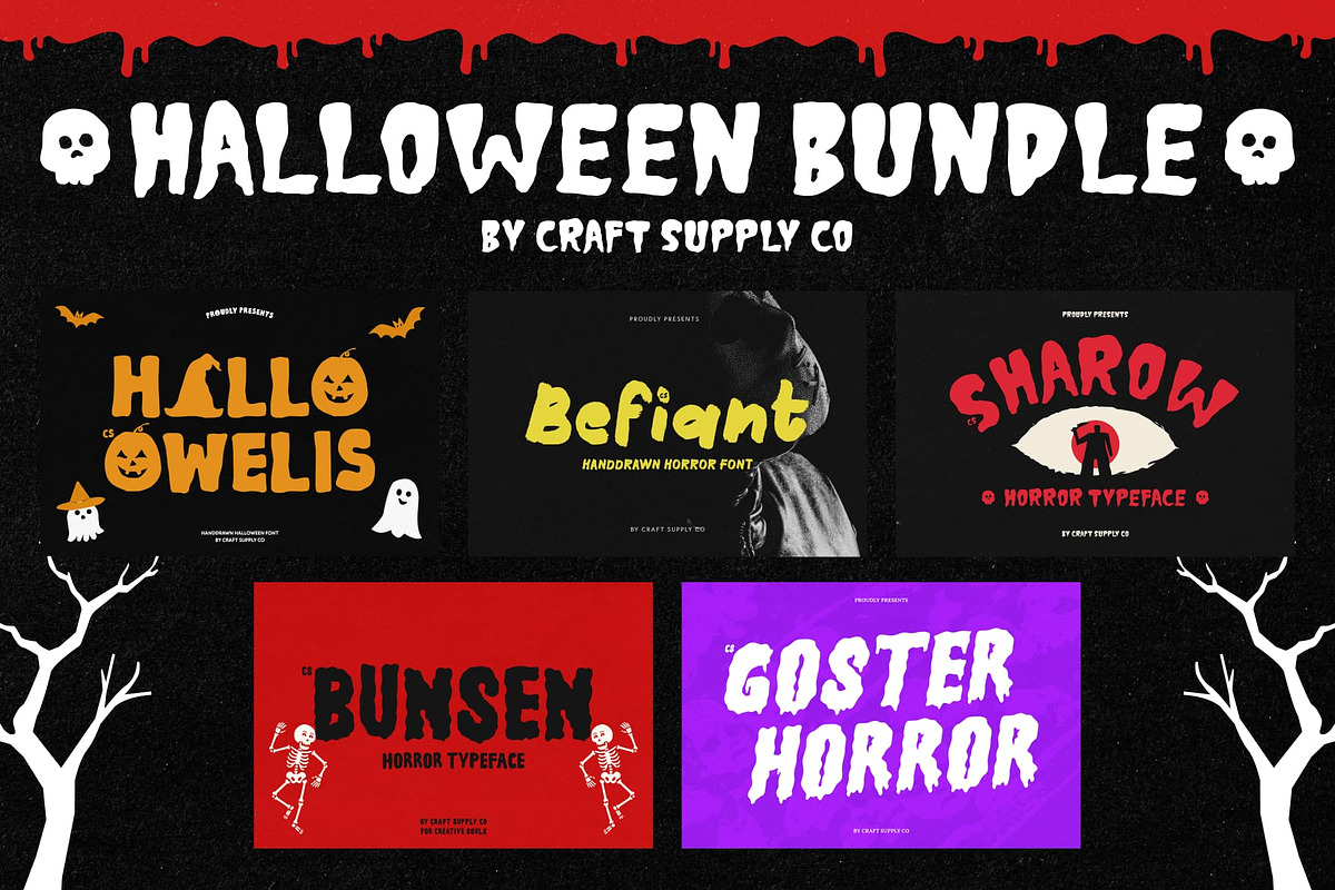 Vintage Horror Font Bundle, a Sans Serif Font by Craft Supply Co. (Photo 1 of 11)