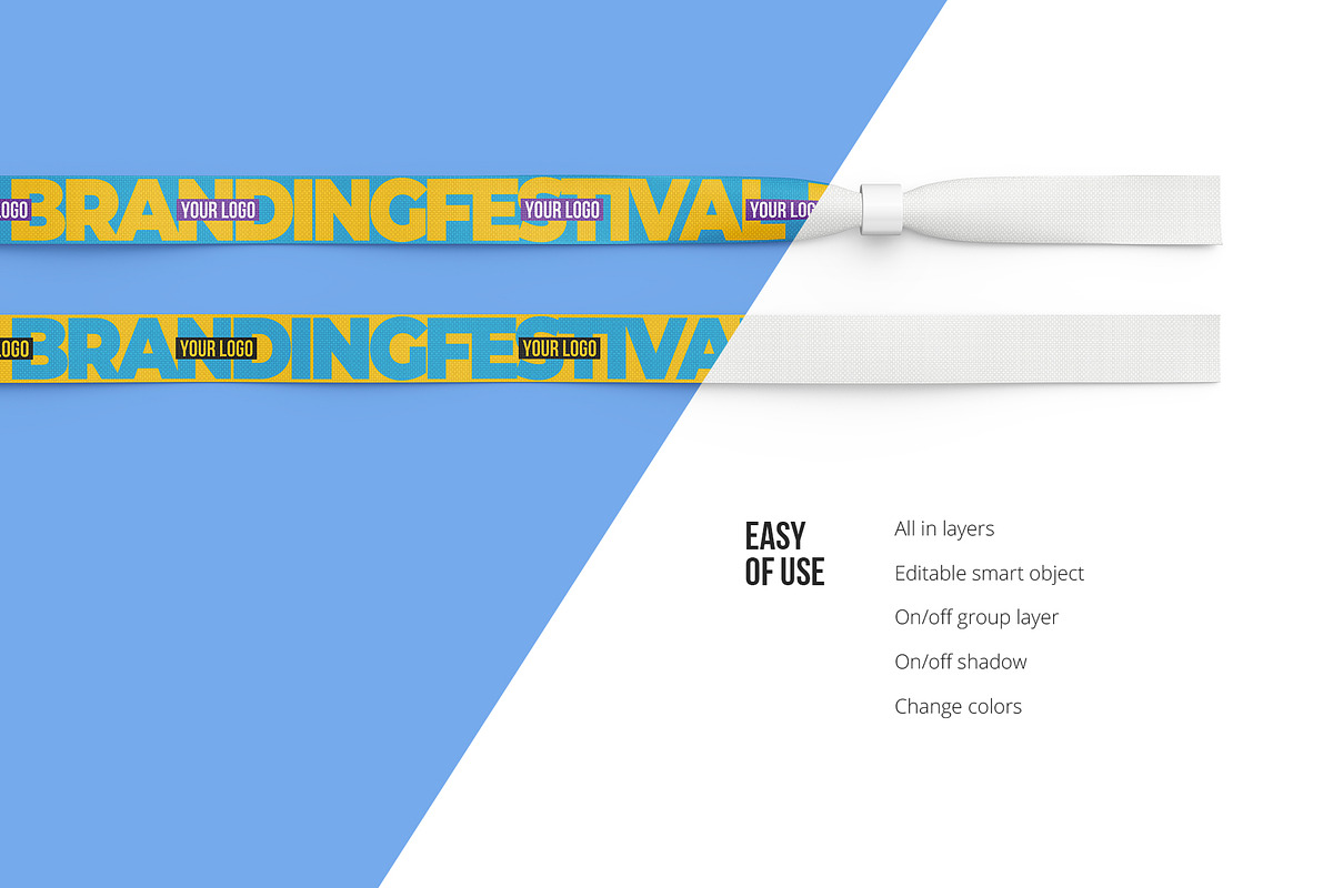 Fabric Wristband Mockup 350x15mm, an Apparel Mockup by easymock (Photo 5 of 8)