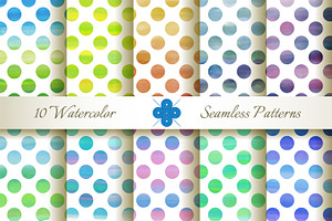 Seamless Watercolor Dotted Patterns