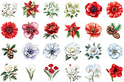 Watercolor Christmas Flowers Clipart, an Illustration by Sublimation Artist (Thumbnail 2 of 6)