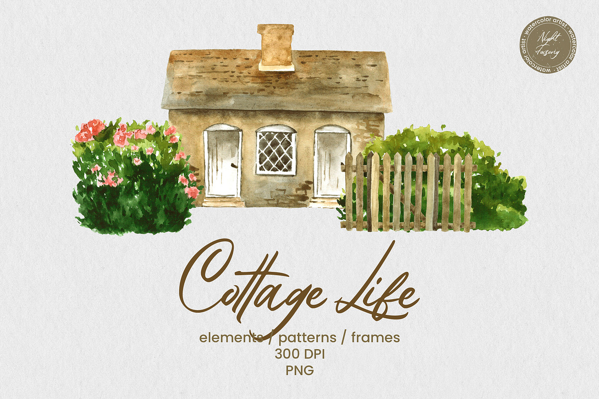 Cottage Life Watercolor Bundle, an Object Illustration by foxsong (Photo 1 of 10)