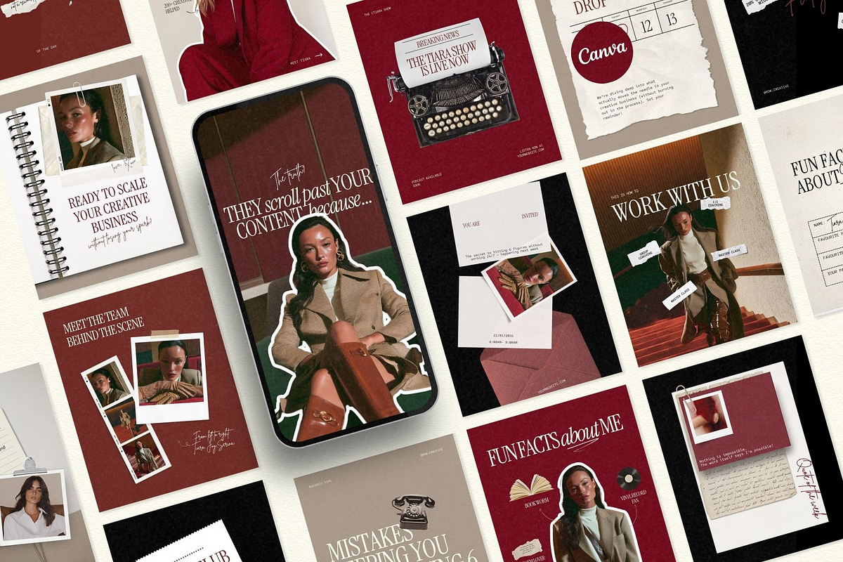 Burgundy Instagram Template, a Social Media Template by Row Creative (Photo 1 of 10)