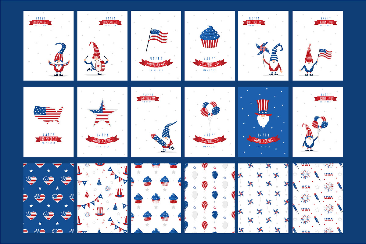 4th of July. Patriotic USA Gnomes, an Illustration by KeronnArt (Photo 3 of 9)