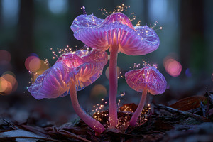 Glowing Purple Mushrooms Fantasy For, a Photo by Pixeness Studio