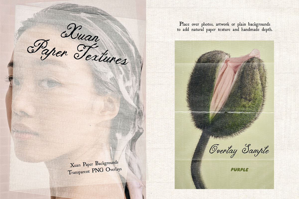 Xuan Paper Textures & PNG Overlays, a Texture Graphic by Purple (Photo 1 of 19)