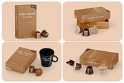 Coffee Capsule with Box Mockups, a Packaging Mockup by Mockups Expert (Thumbnail 1 of 5)