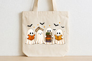 Halloween Ghost Reading Books PNG, a Seasonal Illustration by CraftArtStudio (Thumbnail 2 of 4)
