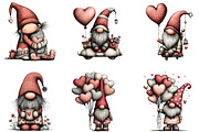 Whimsical Valentine's Gnome Clipart, an Illustration by CraftArtStudio (Thumbnail 3 of 6)