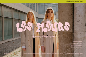 Les Fleurs a Wavy Fluid Font, a Sans Serif Font by Emma Make