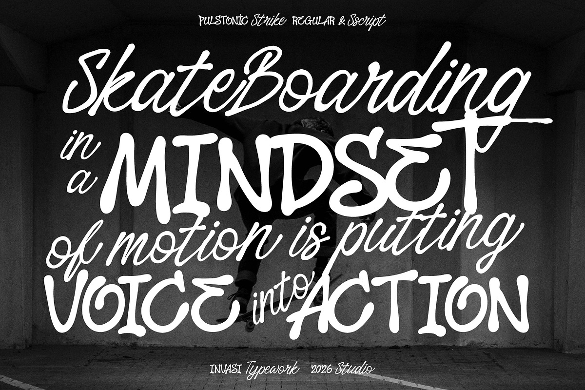 Pulstonic Strike – Urban Font Duo, a Handwritten Font by Invasi Studio (Photo 2 of 10)