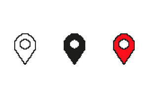 Pixelated Location Pin Icon Set, an Object Illustration by Gentle Studio