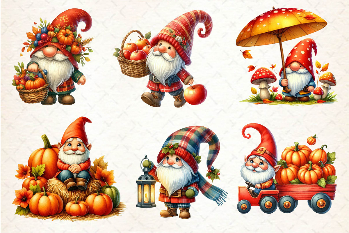 Autumn Gnomes Clipart, an Illustration by Dream Creation (Photo 3 of 6)