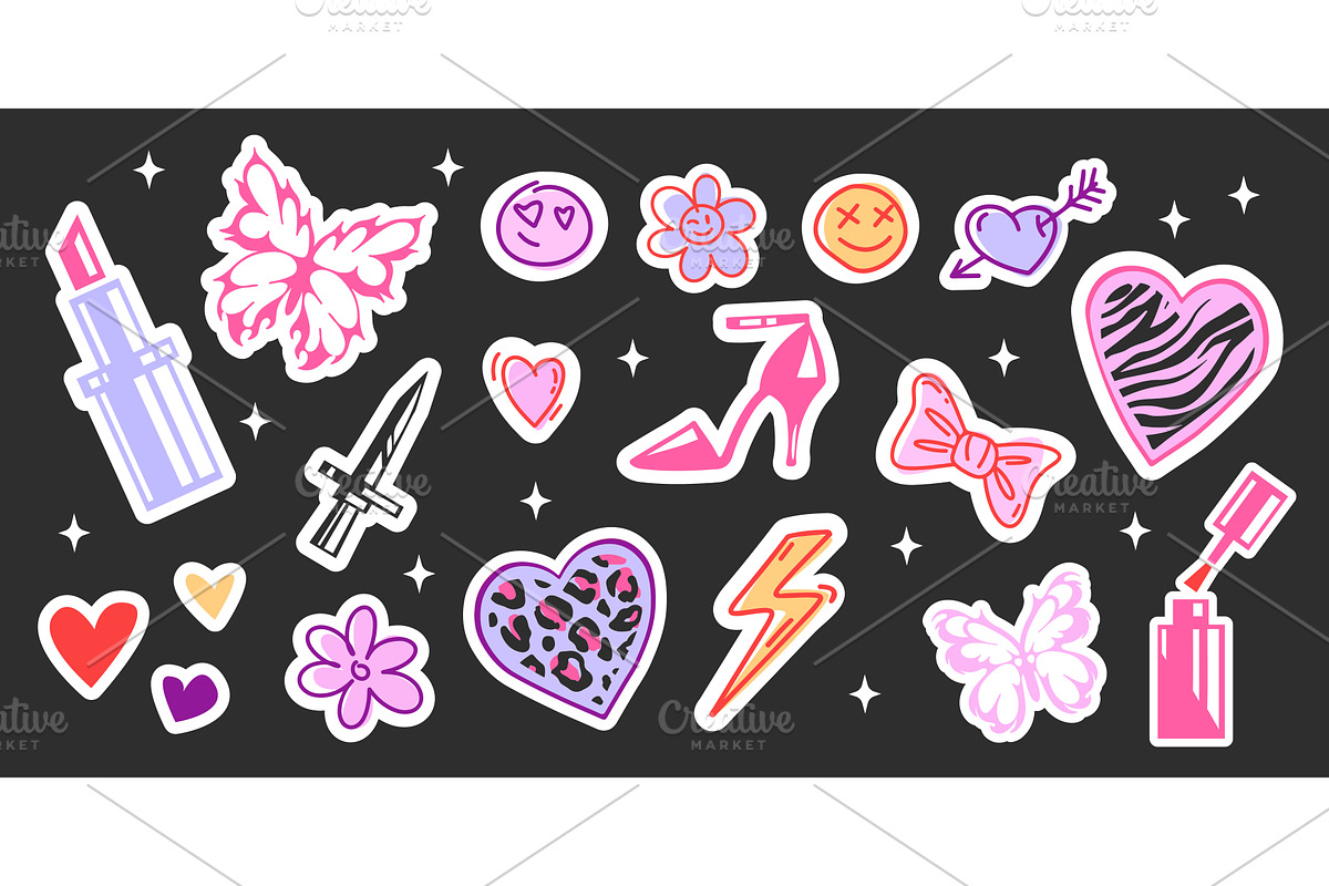 Cute girly icons - y2k sticker set., an Object Illustration by art PVP - market