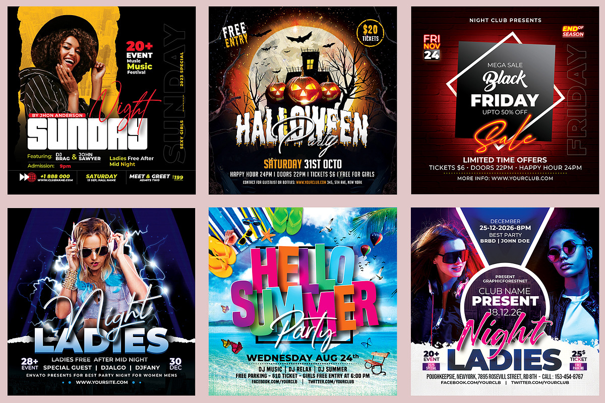 150 Night Club Flyer Bundle, a Flyer Template by AfzaalGraphics (Photo 20 of 27)