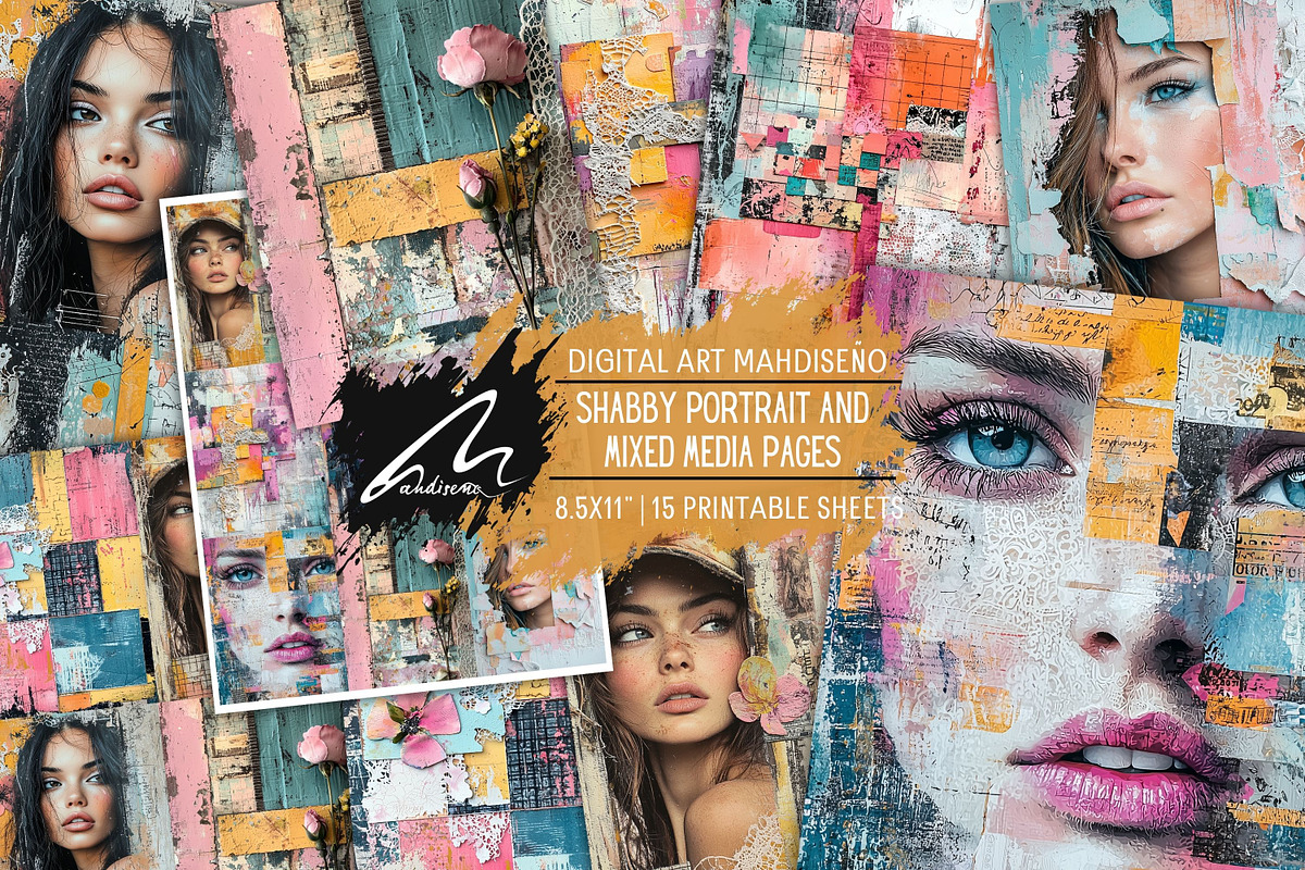 Shabby Portrait Mixed Media Pages, a Person Illustration by Digital Art Mahdiseño (Photo 1 of 10)
