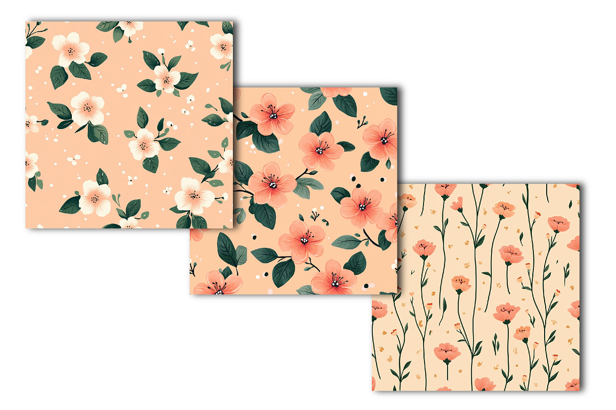 Floral Seamless Pattern Bundle, an Illustration by OK Design (Photo 2 of 4)