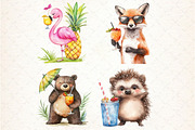 Summer Cocktail and Animals Clipart, an Illustration by Libby Wishes (Thumbnail 6 of 7)