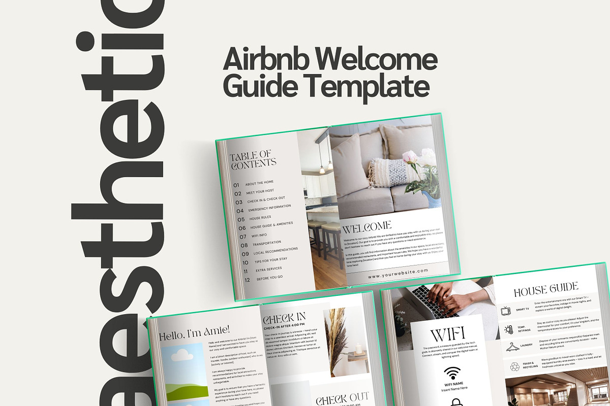 Airbnb Welcome Guide Canva Template, a Templates & Theme by TheWayfarerShoppe (Photo 1 of 6)