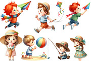Summer Kids Watercolor Clipart, an Illustration by Designworld (Thumbnail 3 of 4)