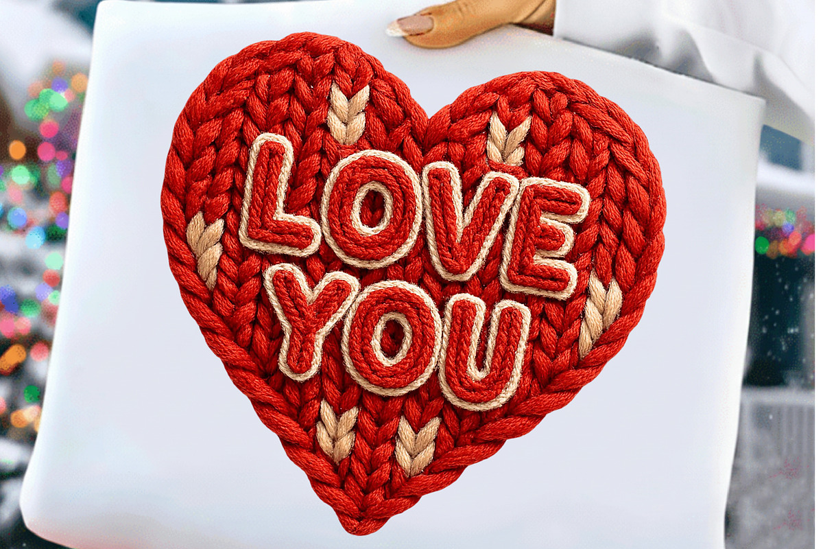 Knitted LOVE YOU Heart Valentine PNG, an Illustration by Craft Nest (Photo 1 of 5)