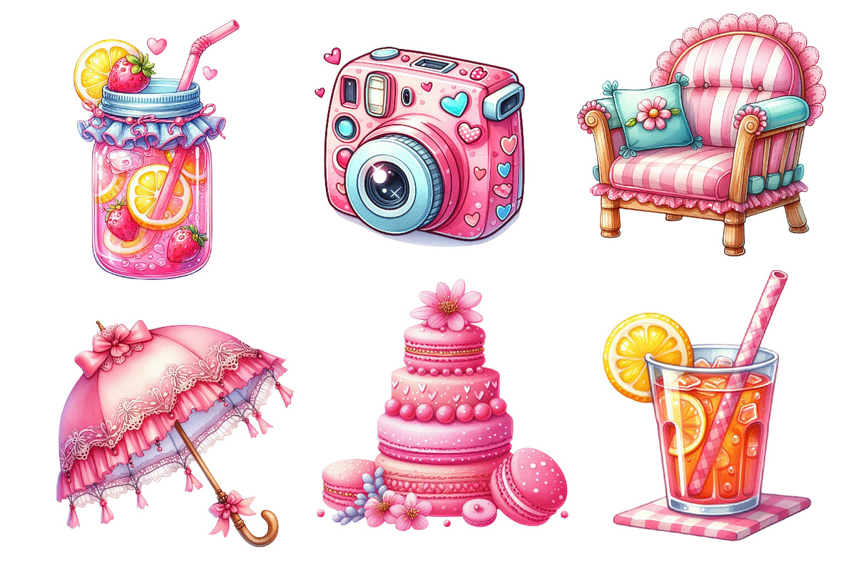 Pink Coquette Hello Summer Clipart, an Illustration by Dream Creation (Photo 4 of 4)