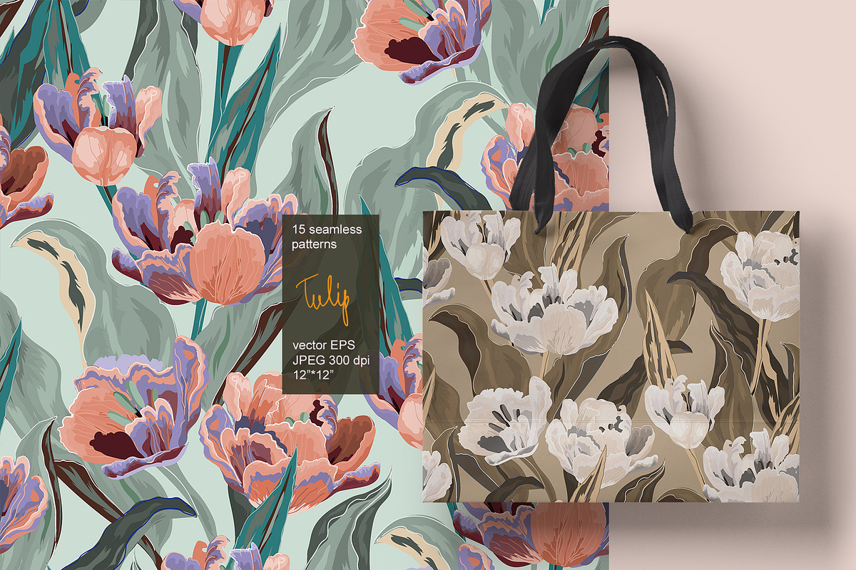 Tulip seamless vector set, a Pattern Graphic by PatternsBlooming (Photo 3 of 8)