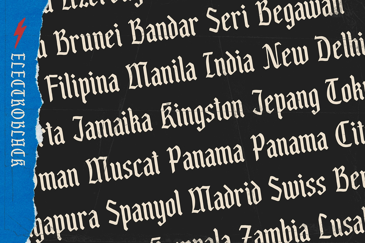 Electro Black Vintage Blackletter, a Blackletter Font by alit design (Photo 13 of 18)